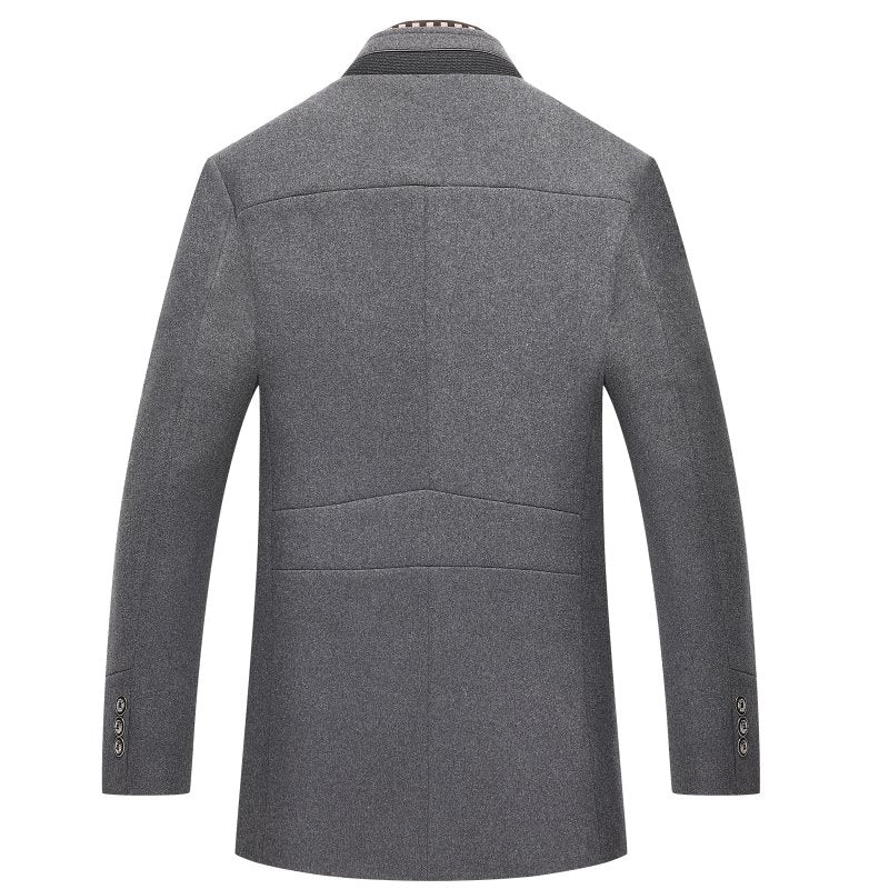 Alan | Men's Mandarin Collar Button-Front Mid-Length Overcoat for Winter