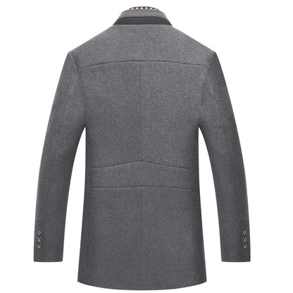 Alan | Men's Mandarin Collar Button-Front Mid-Length Overcoat for Winter