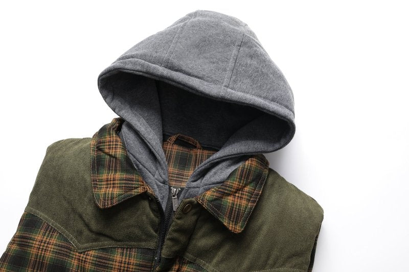 Miles | Men's Plaid Hooded Puffer Vest