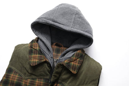 Miles | Men's Plaid Hooded Puffer Vest