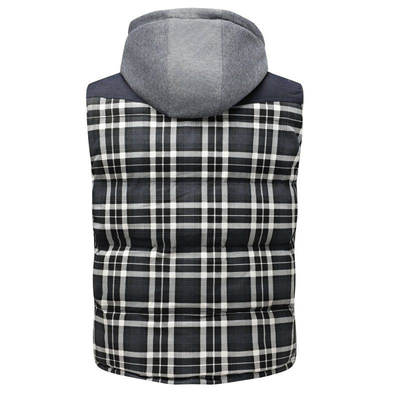 Miles | Men's Plaid Hooded Puffer Vest