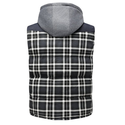 Miles | Men's Plaid Hooded Puffer Vest