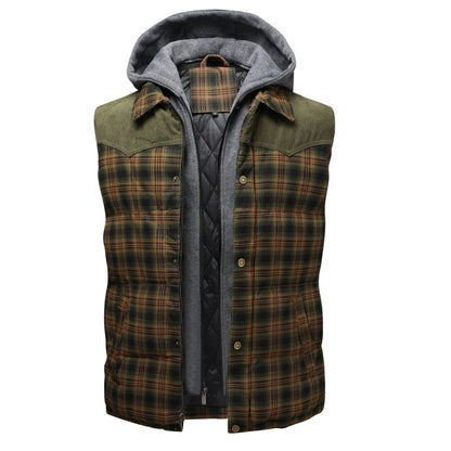 Miles | Men's Plaid Hooded Puffer Vest