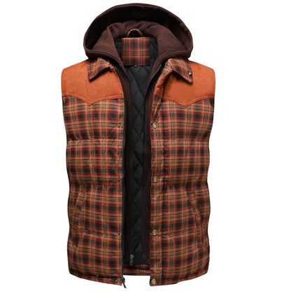 Miles | Men's Plaid Hooded Puffer Vest