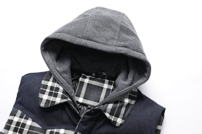 Miles | Men's Plaid Hooded Puffer Vest