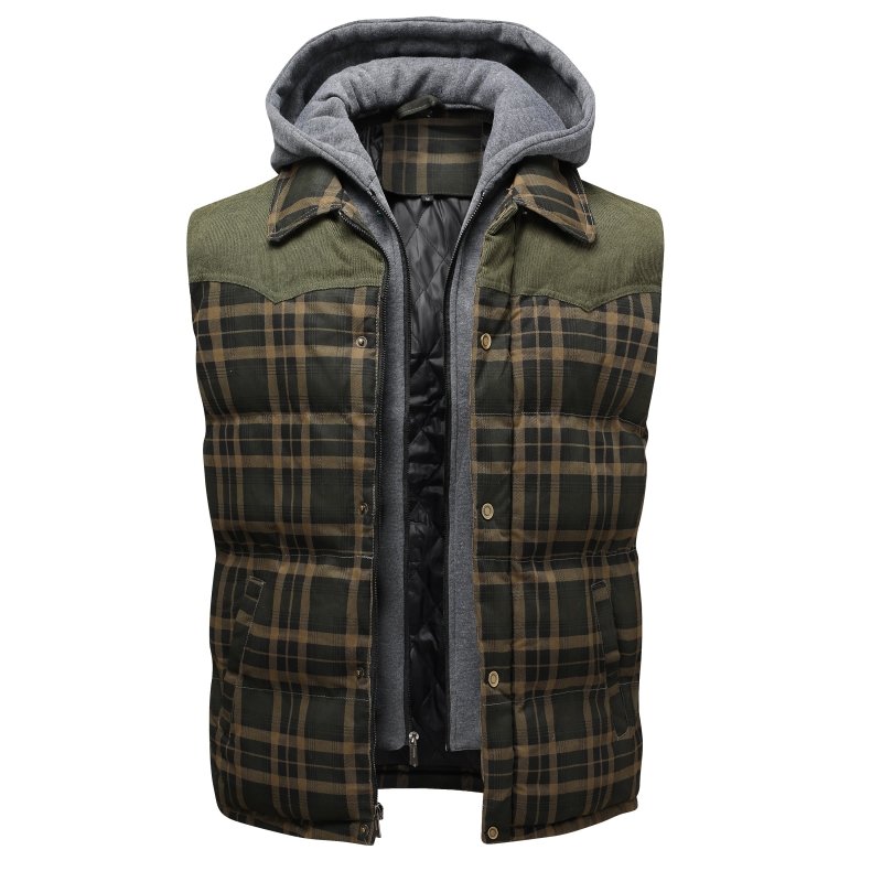Miles | Men's Plaid Hooded Puffer Vest