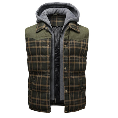Miles | Men's Plaid Hooded Puffer Vest