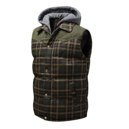 Miles | Men's Plaid Hooded Puffer Vest
