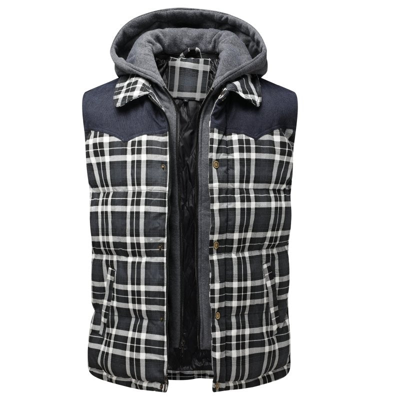 Miles | Men's Plaid Hooded Puffer Vest
