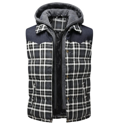 Miles | Men's Plaid Hooded Puffer Vest