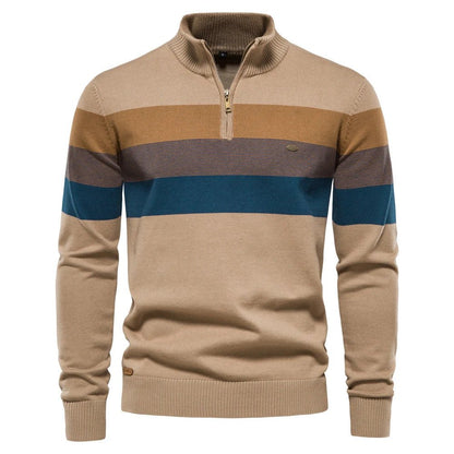 Edward | Men's Stylish Half-Zip Striped Jumper for Winter