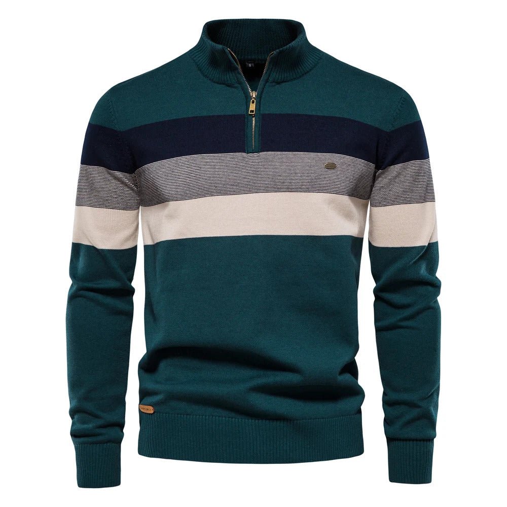 Edward | Men's Stylish Half-Zip Striped Jumper for Winter