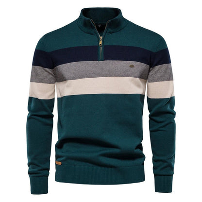 Edward | Men's Stylish Half-Zip Striped Jumper for Winter