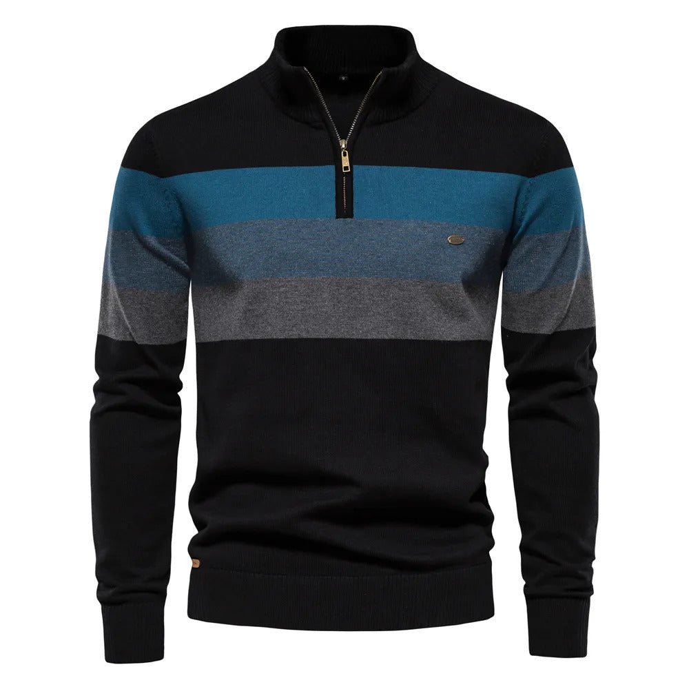 Edward | Men's Stylish Half-Zip Striped Jumper for Winter
