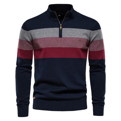 Edward | Men's Stylish Half-Zip Striped Jumper for Winter