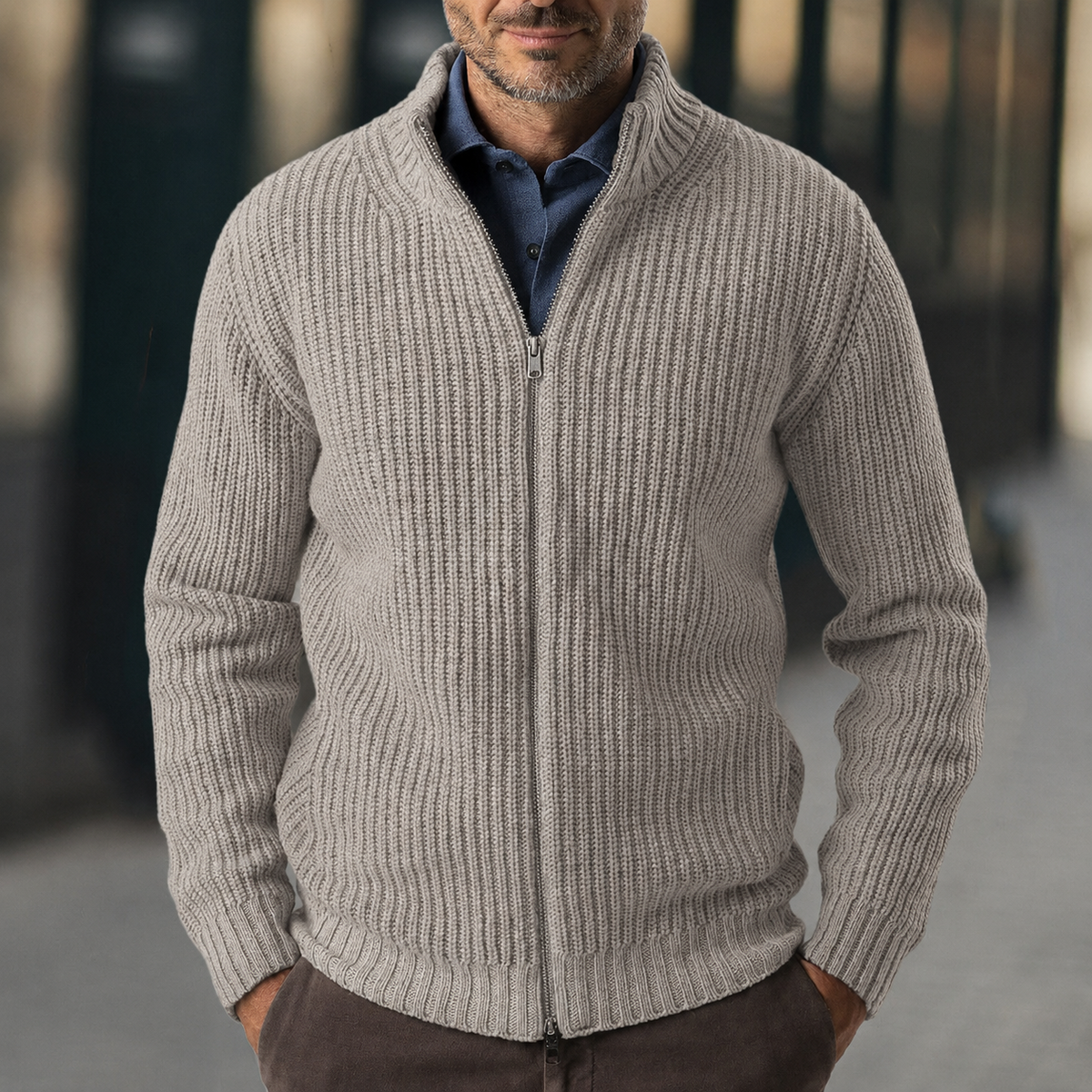 Henry | Men's Ribbed Knit Zip-Up Sweater