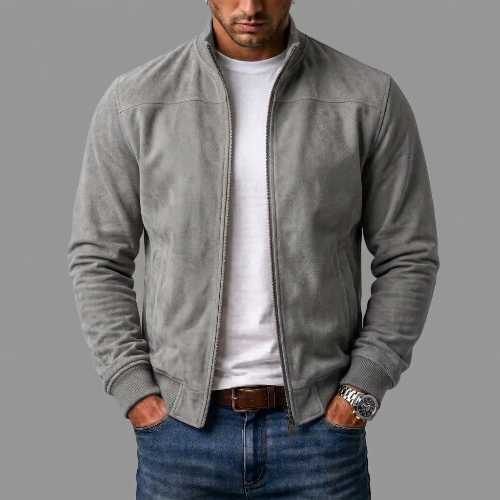Kai | Men's Ribbed Suede Bomber Jacket