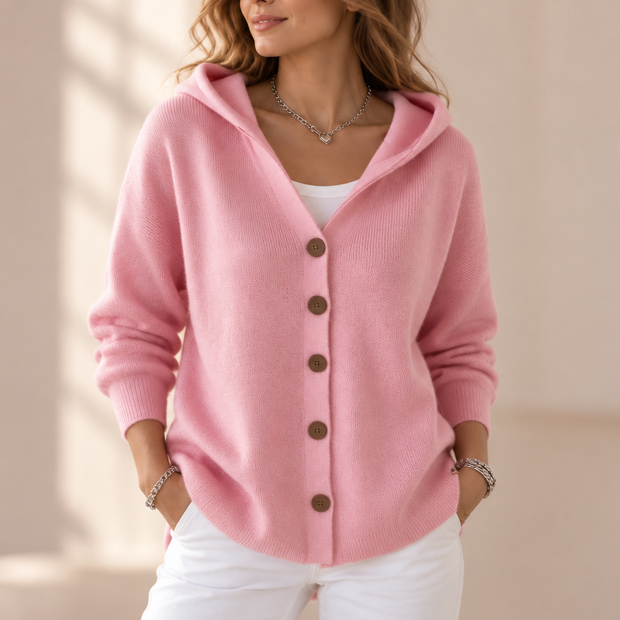 Cosy Hooded A-Line Knit Cardigan for Winter