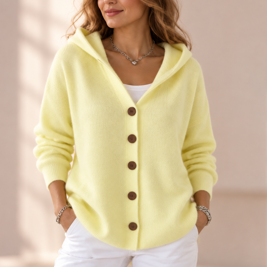 Cosy Hooded A-Line Knit Cardigan for Winter