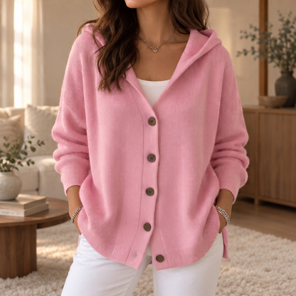 Cosy Hooded A-Line Knit Cardigan for Winter