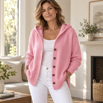 Cosy Hooded A-Line Knit Cardigan for Winter