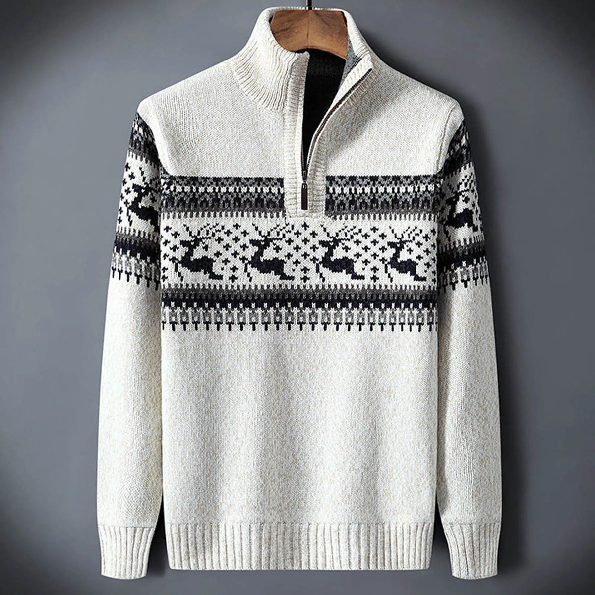 Kris | Men's Cosy Fair Isle Half-Zip Jumper for Winter