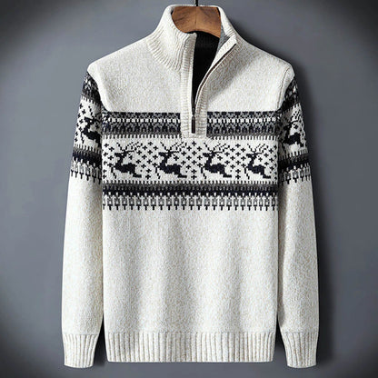 Kris | Men's Cosy Fair Isle Half-Zip Jumper for Winter