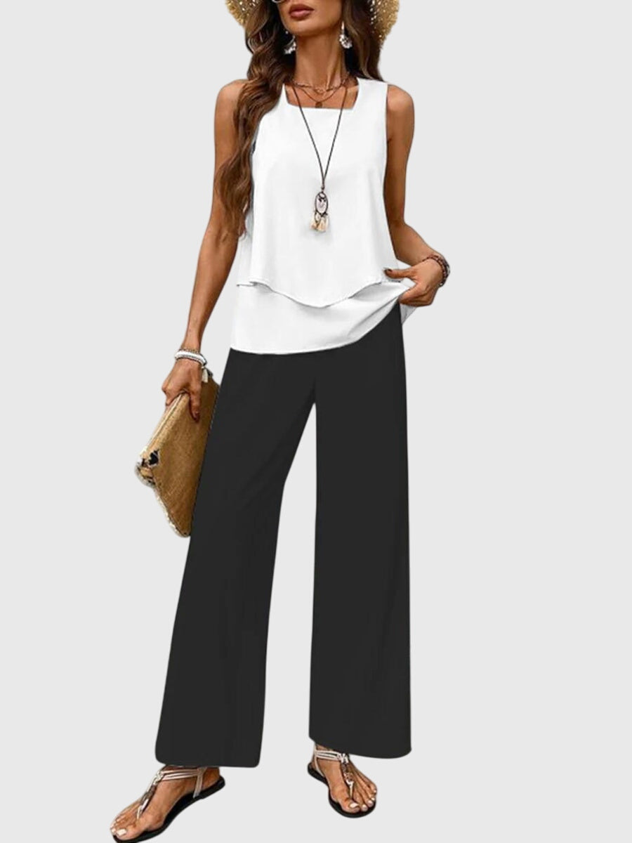 Leila | Women's Elegant Wide-Leg Trousers Set