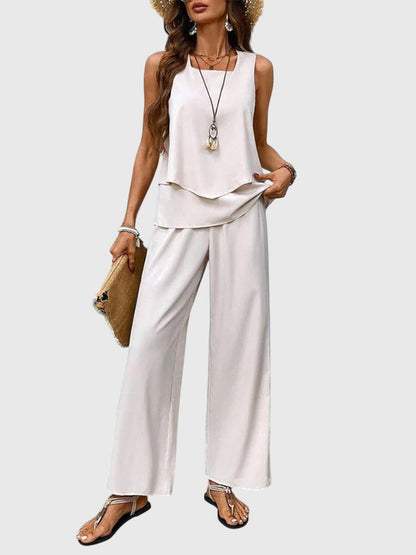 Leila | Women's Elegant Wide-Leg Trousers Set