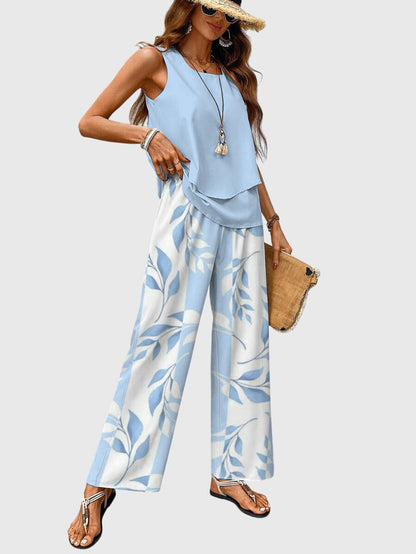 Leila | Women's Elegant Wide-Leg Trousers Set