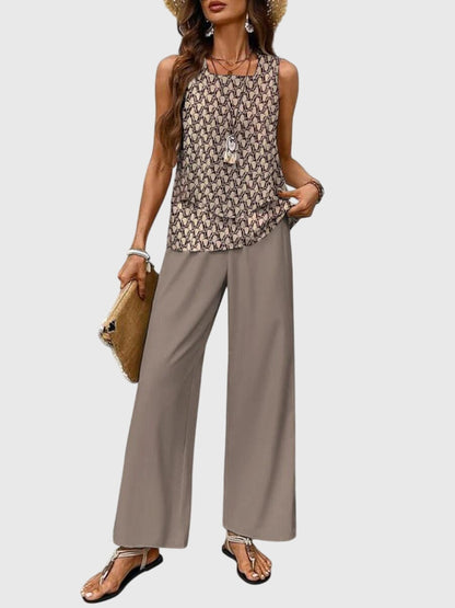 Leila | Women's Elegant Wide-Leg Trousers Set