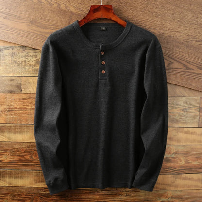 Leonhard | Men's Ribbed Knit Long-Sleeve Henley Shirt
