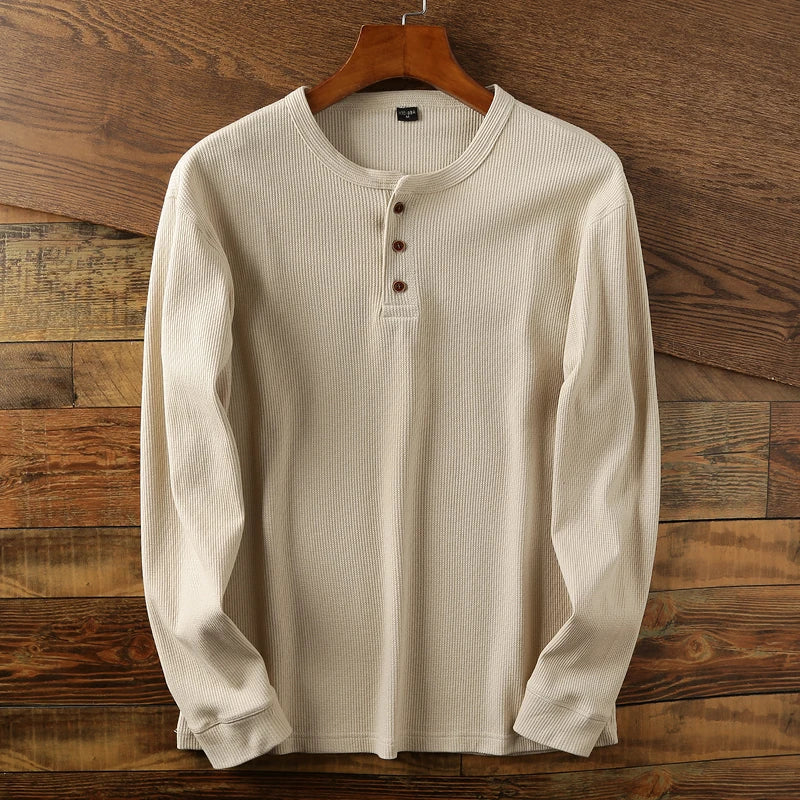 Leonhard | Men's Ribbed Knit Long-Sleeve Henley Shirt