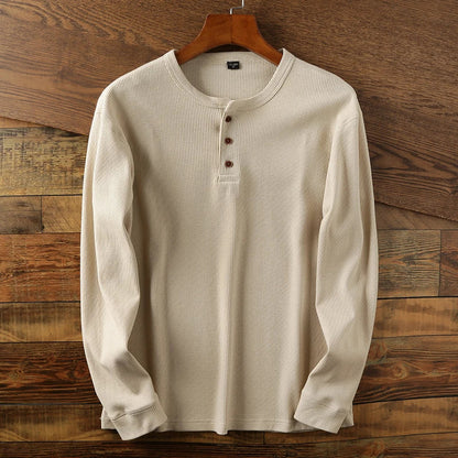 Leonhard | Men's Ribbed Knit Long-Sleeve Henley Shirt
