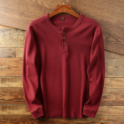 Leonhard | Men's Ribbed Knit Long-Sleeve Henley Shirt