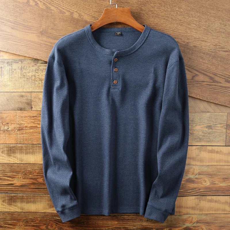 Leonhard | Men's Ribbed Knit Long-Sleeve Henley Shirt