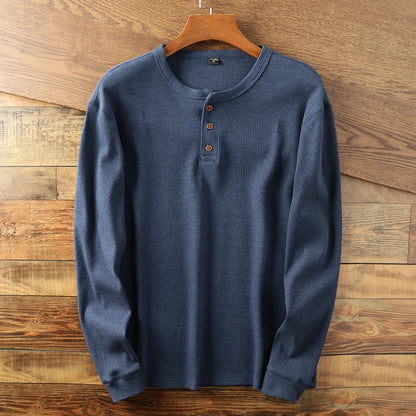 Leonhard | Men's Ribbed Knit Long-Sleeve Henley Shirt