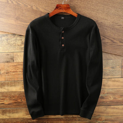 Leonhard | Men's Ribbed Knit Long-Sleeve Henley Shirt
