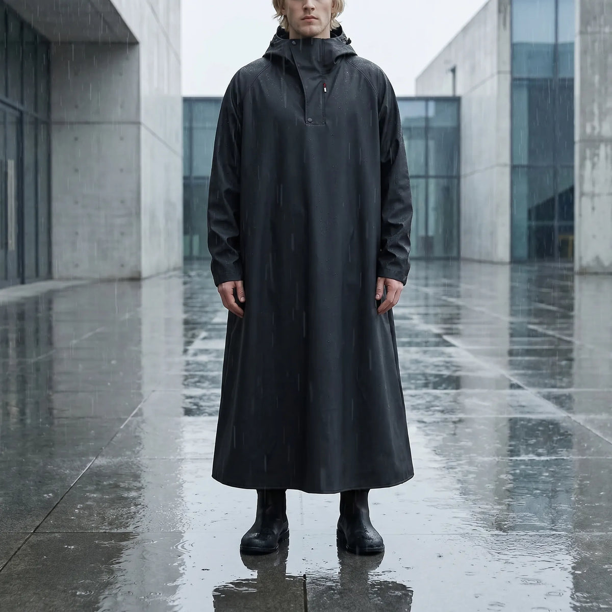 Long Hooded Waterproof Riding Jacket