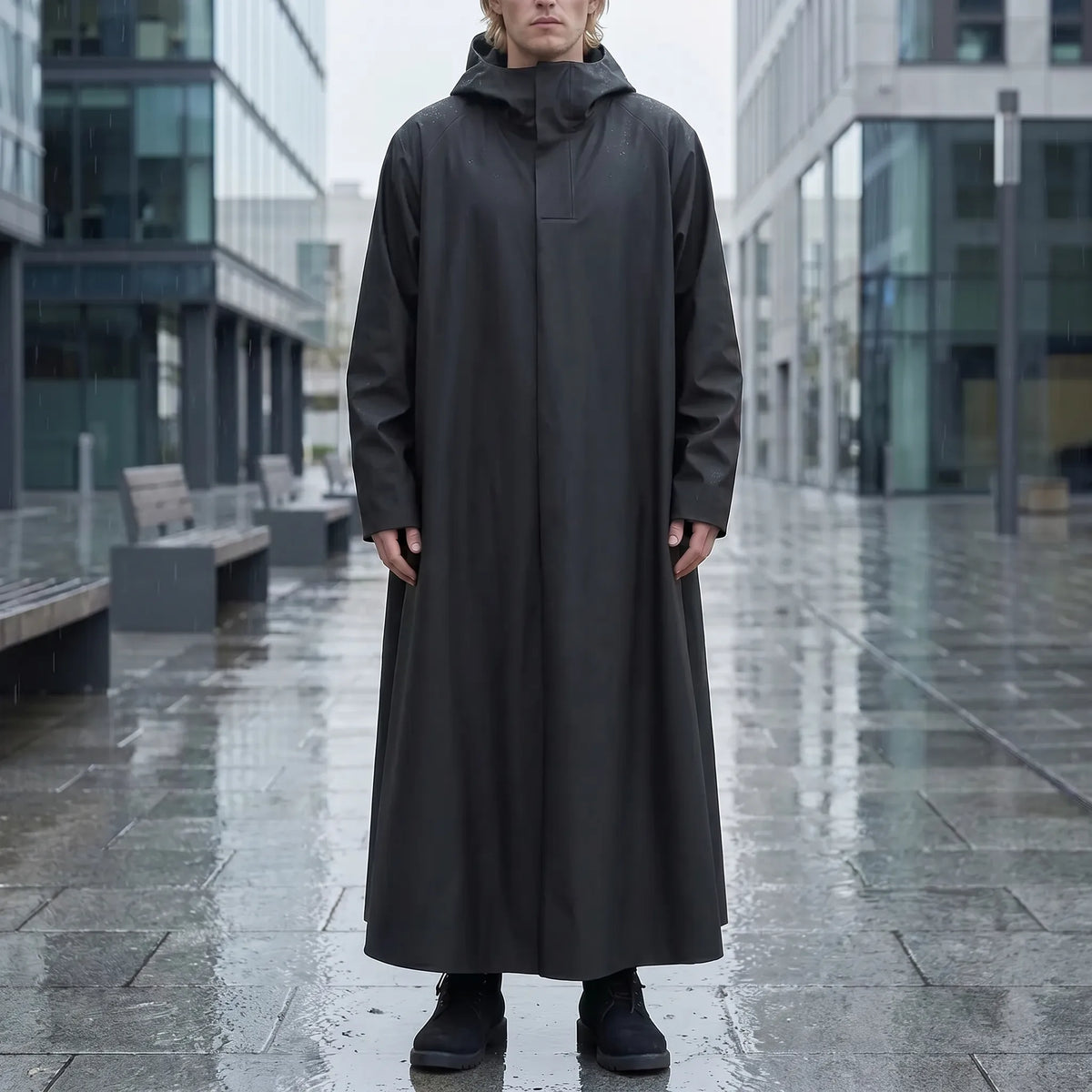 Long Hooded Waterproof Riding Jacket