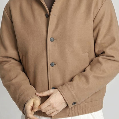 Archie | Men's Wool-Look Bomber Jacket with Button Front and Stand Collar