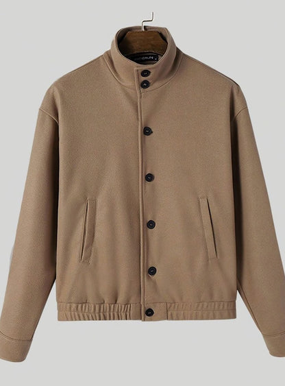 Archie | Men's Wool-Look Bomber Jacket with Button Front and Stand Collar