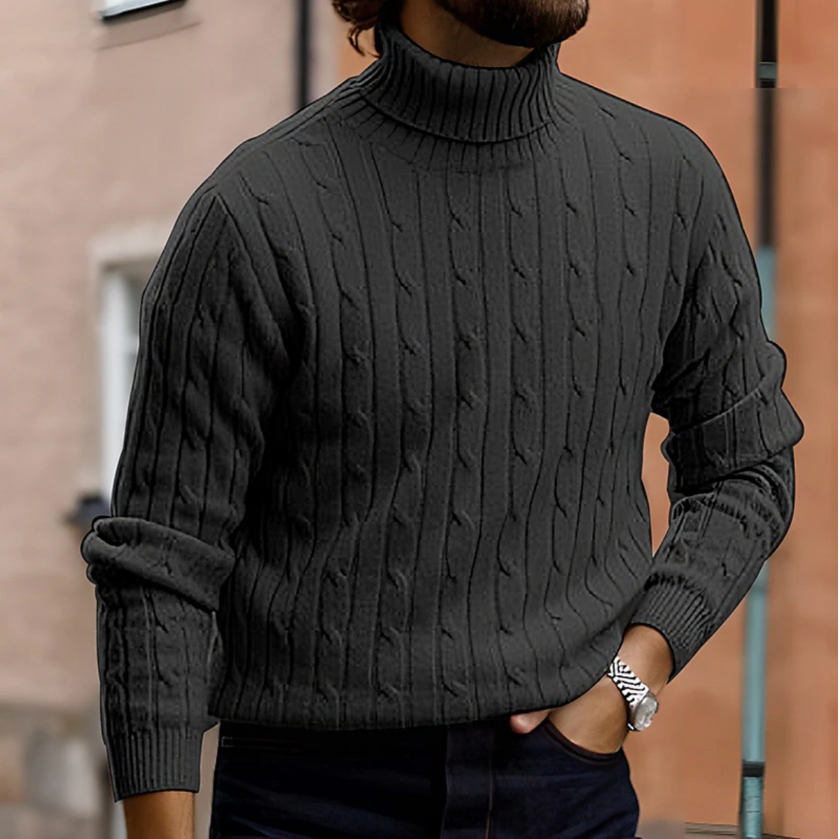 Jamie | Men's Cosy Cable-Knit Turtleneck Winter Jumper