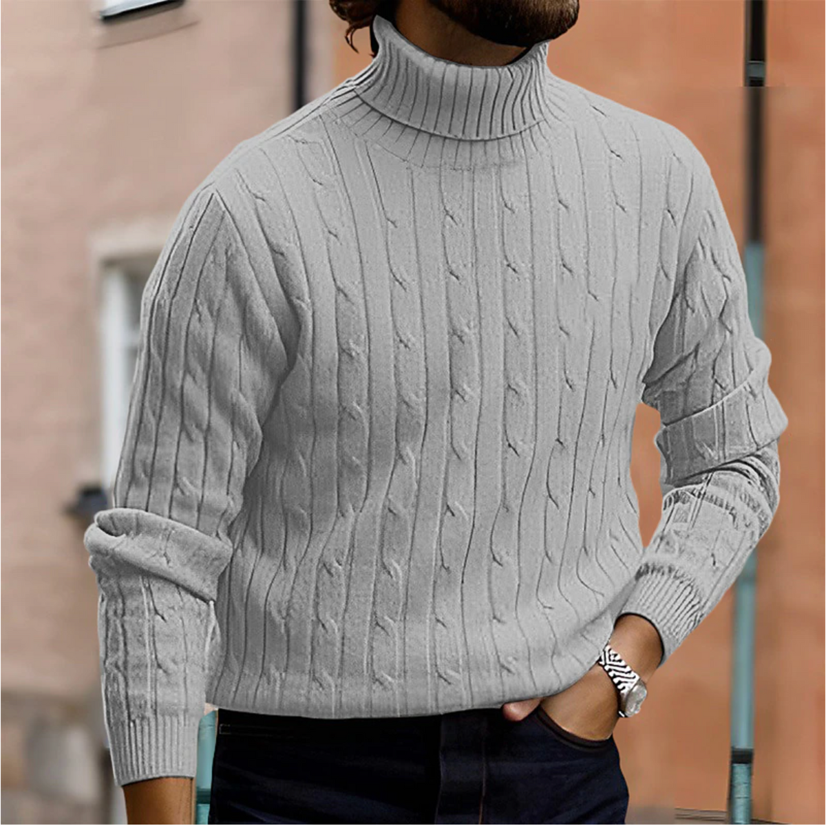 Jamie | Men's Cosy Cable-Knit Turtleneck Winter Jumper