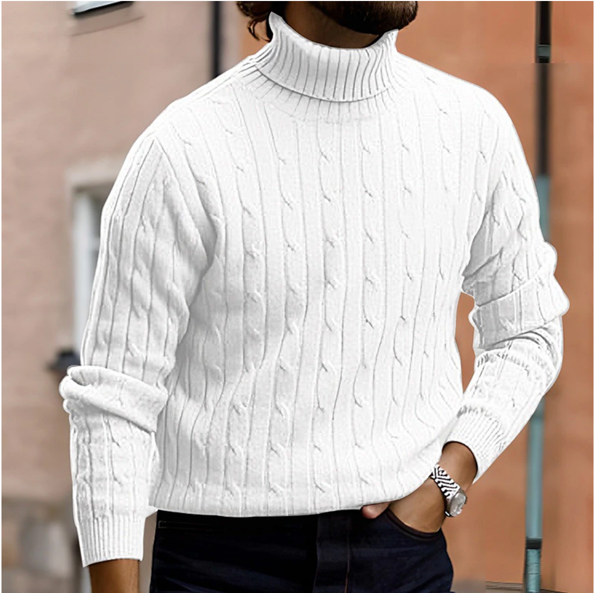 Jamie | Men's Cosy Cable-Knit Turtleneck Winter Jumper