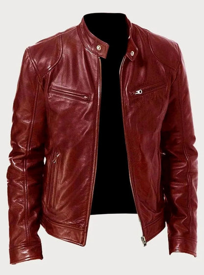Isaac | Men's Classic Moto-Style Zip-Up Faux Leather Jacket