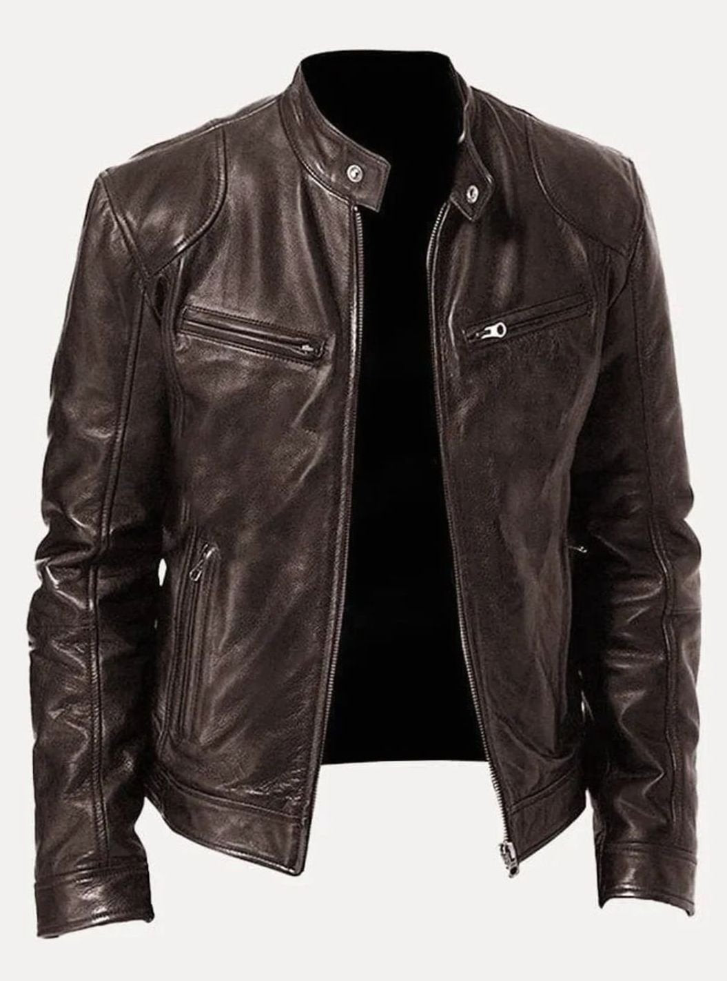 Isaac | Men's Classic Moto-Style Zip-Up Faux Leather Jacket
