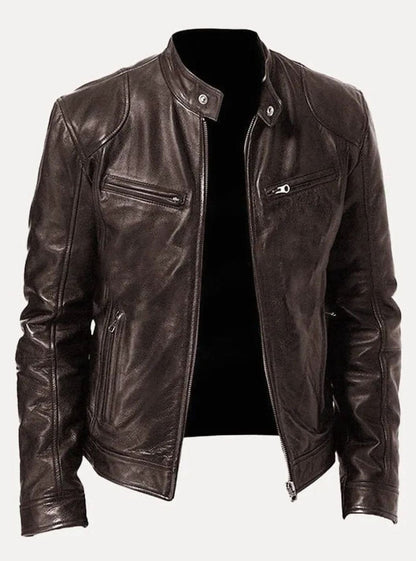 Isaac | Men's Classic Moto-Style Zip-Up Faux Leather Jacket