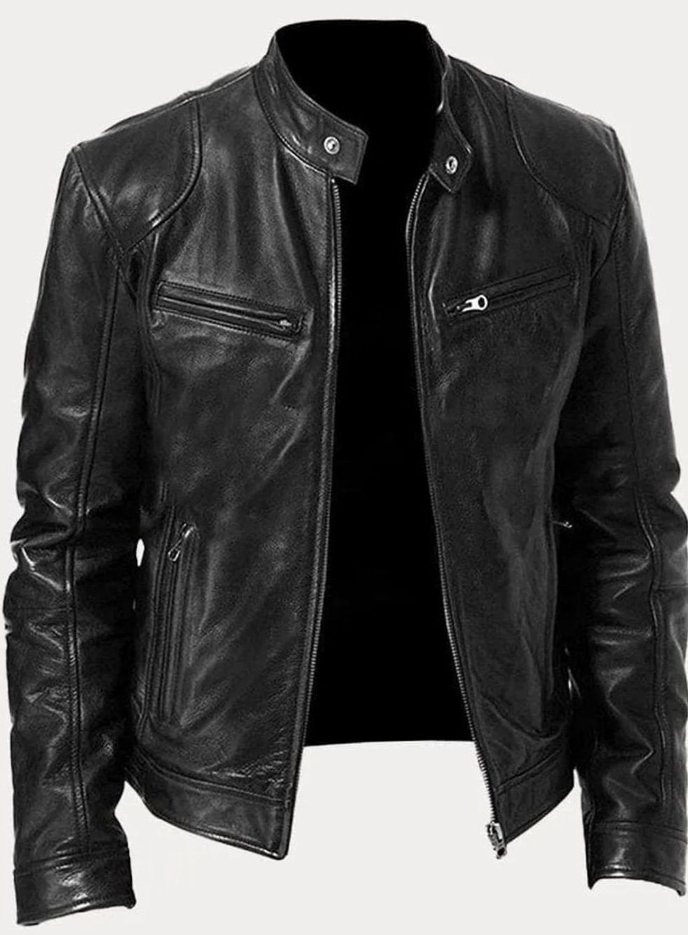 Isaac | Men's Classic Moto-Style Zip-Up Faux Leather Jacket