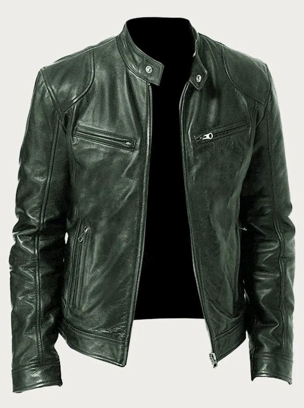 Isaac | Men's Classic Moto-Style Zip-Up Faux Leather Jacket
